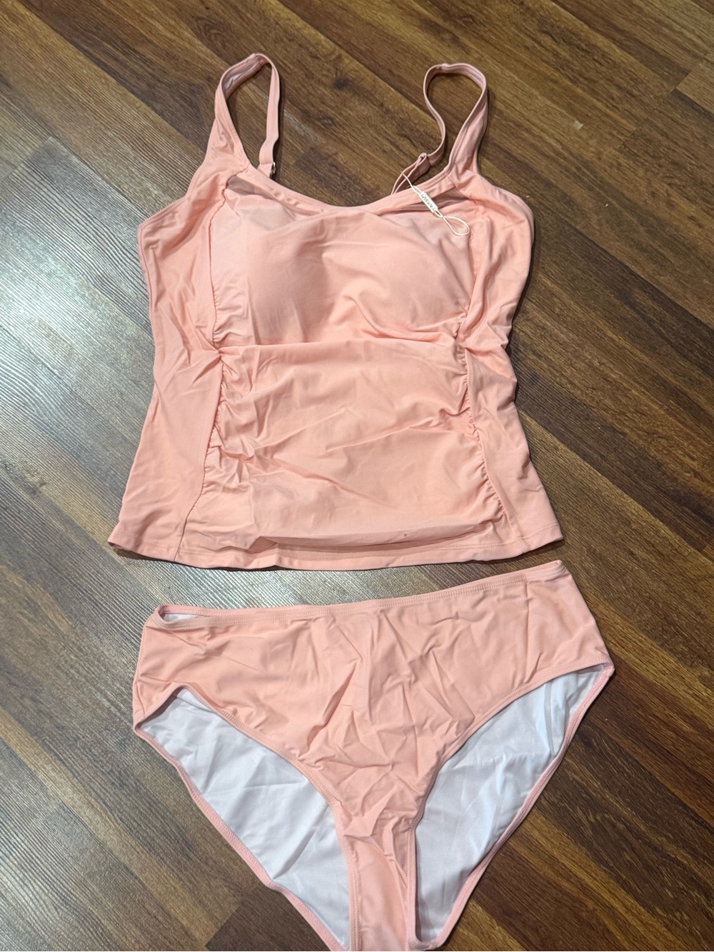 Women's XXL Peach Tankini Two-Piece Swim Set